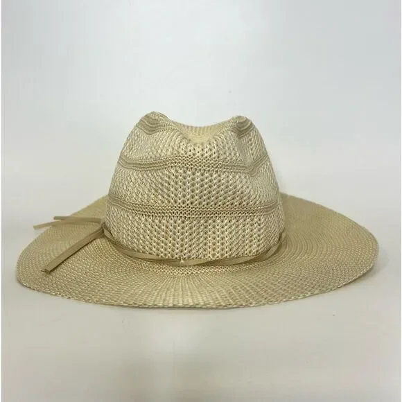 NEW Lucky Brand Stripe Woven Knit Hat Cream One Size - Picture 5 of 12